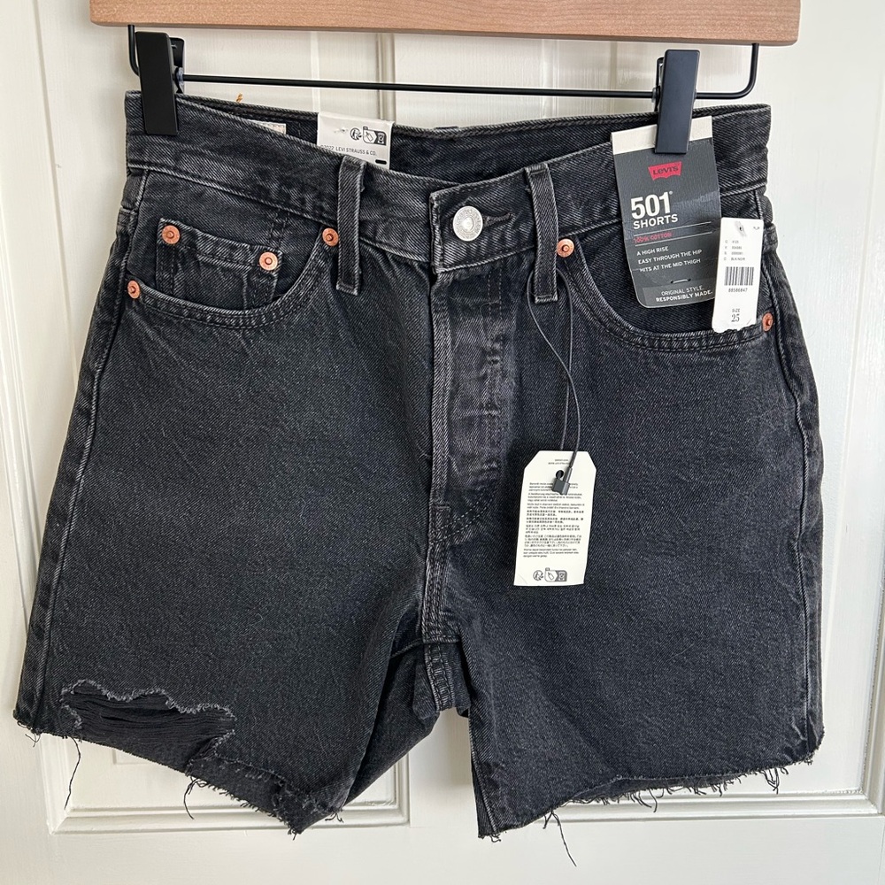 Levi's Women's 501 Black Denim Shorts High Rise Size 25 NEW